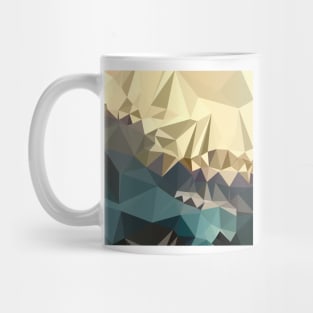 Ecru Brown Blue Abstract Low Polygon Background Mug